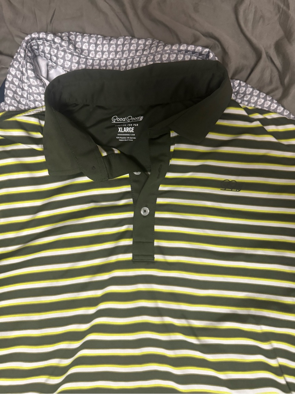 Men's Olive & White Stripe Polo Shirt